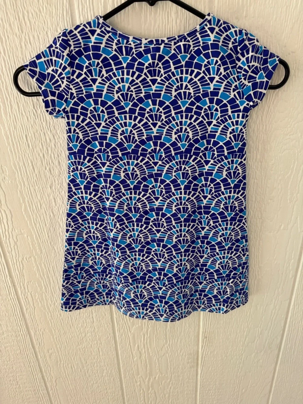 J. McLaughlin Girls Size 4 Blue Mosaic Print Dress | Short Sleeve Coastal Prep